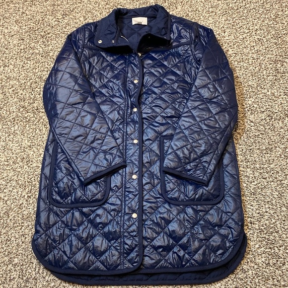 LOFT Navy Blue Lightweight Quilted Parka Jacket - Picture 4 of 11